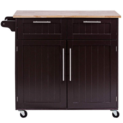 Heavy Duty Rolling Kitchen Cart with Tower Holder and Drawer, Brown - Gallery Canada