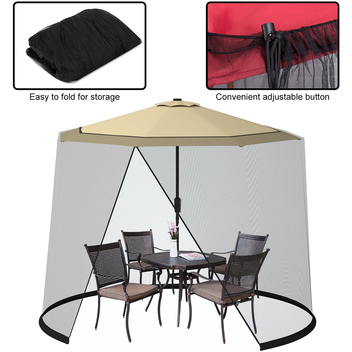 9 -10 Feet Outdoor Umbrella Table Screen Mosquito Bug Insect Net Outdoor Umbrellas at Gallery Canada