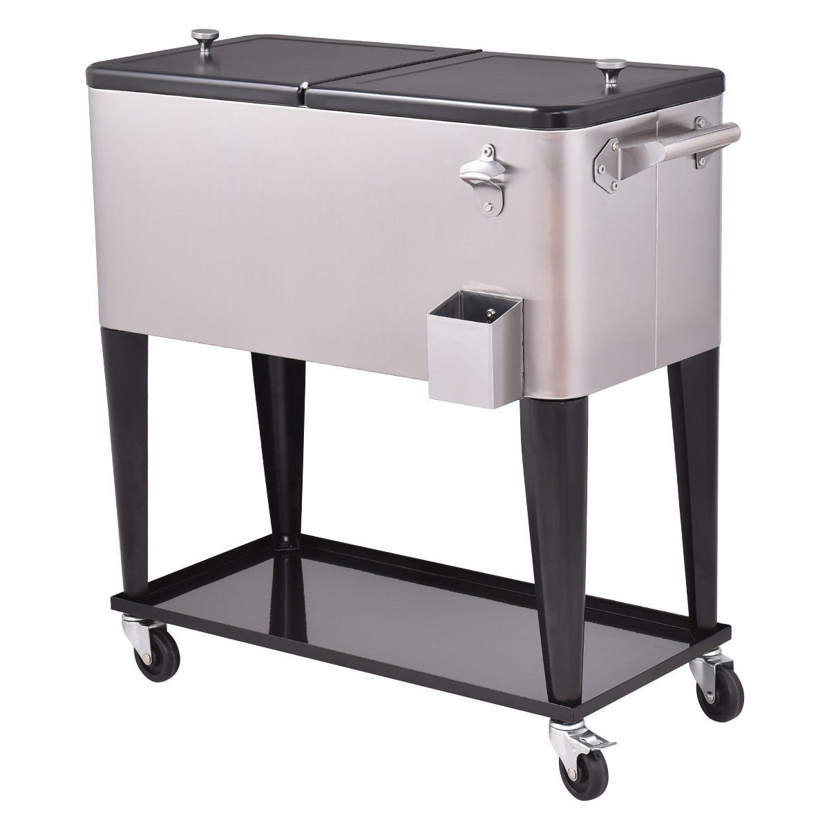 80 Quart Patio Rolling Stainless Steel Ice Beverage Cooler, Gray at Gallery Canada