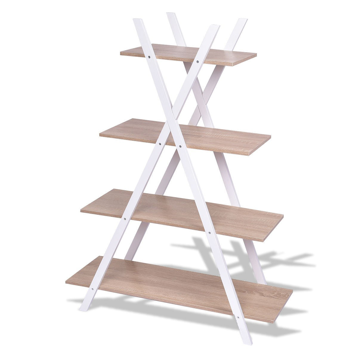 X-Shape 4-Tier Display Shelf Rack Potting Ladder, White Plant Stands at Gallery Canada