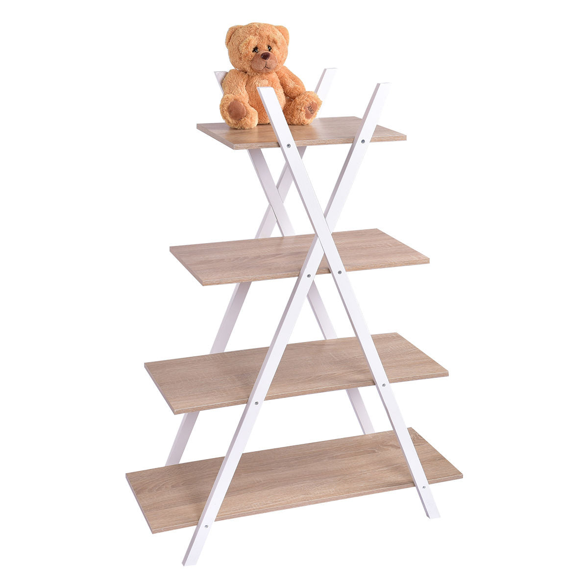 X-Shape 4-Tier Display Shelf Rack Potting Ladder, White Plant Stands White at Gallery Canada