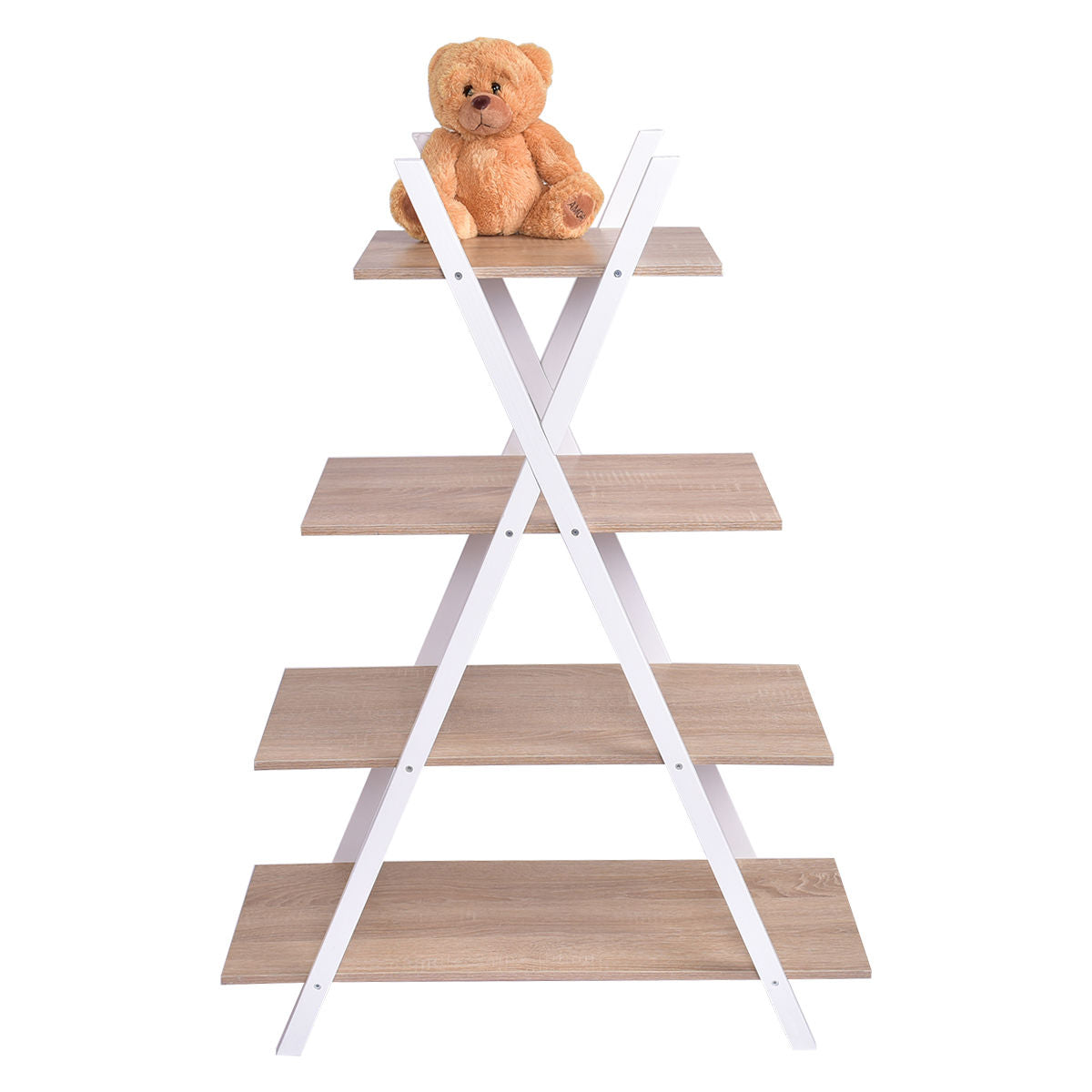 X-Shape 4-Tier Display Shelf Rack Potting Ladder, White Plant Stands at Gallery Canada