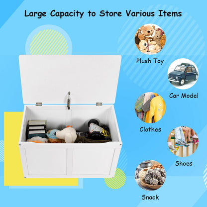Safety Hinge Wooden Chest Organizer Toy Storage Box, White Kids Storage at Gallery Canada