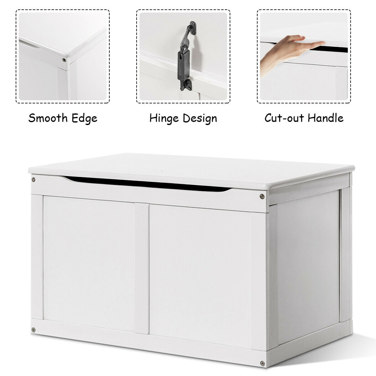 Safety Hinge Wooden Chest Organizer Toy Storage Box, White Kids Storage at Gallery Canada