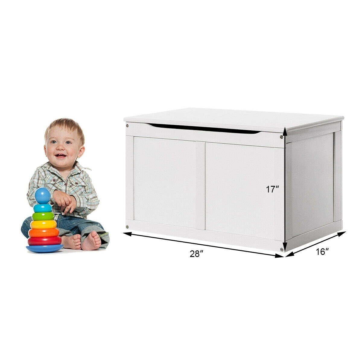Safety Hinge Wooden Chest Organizer Toy Storage Box, White Kids Storage at Gallery Canada