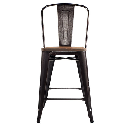 Set of 4 Industrial Metal Counter Stool Dining Chairs with Removable Backrests-Cooper, Brown Bar Stools at Gallery Canada