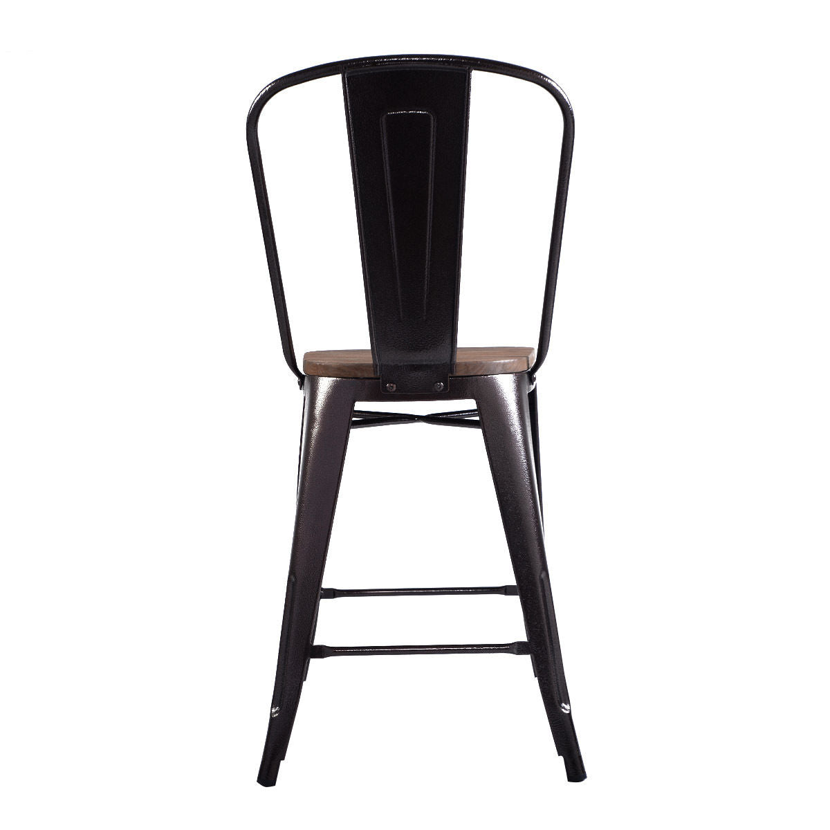 Set of 4 Industrial Metal Counter Stool Dining Chairs with Removable Backrests-Cooper, Brown Bar Stools at Gallery Canada