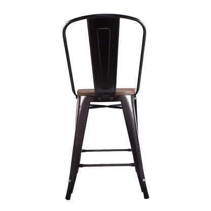 Set of 4 Industrial Metal Counter Stool Dining Chairs with Removable Backrests-Cooper, Brown Bar Stools at Gallery Canada