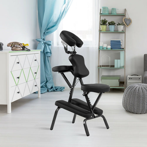 PU Leather Pad Travel Massage Chair, With Carrying Bag, Black