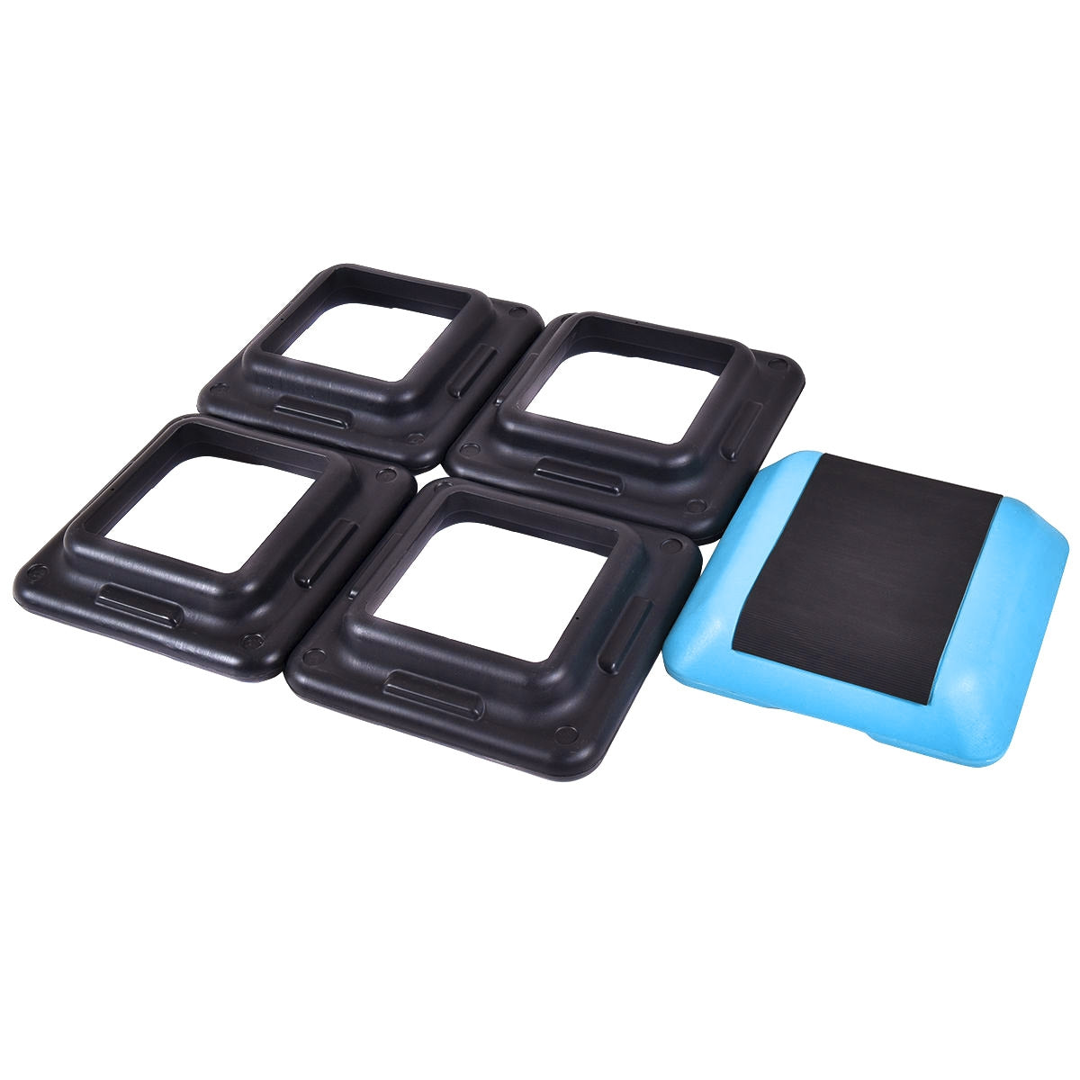 16 x 16 Inch Adjustable 4 Risers Lightweight Aerobic Pedals, Black Sport Equipments at Gallery Canada