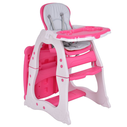Convertible Play Table Baby High Chair, Pink