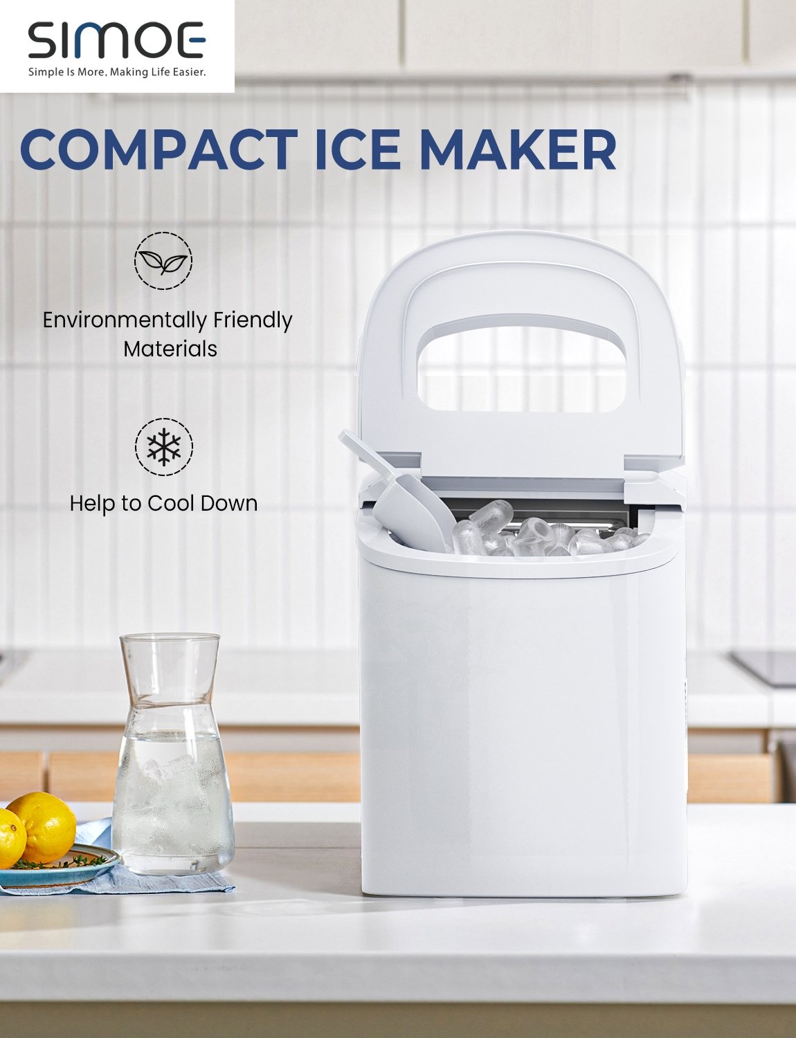 Mini Portable Compact Electric Ice Maker Machine, White - Gallery Canada