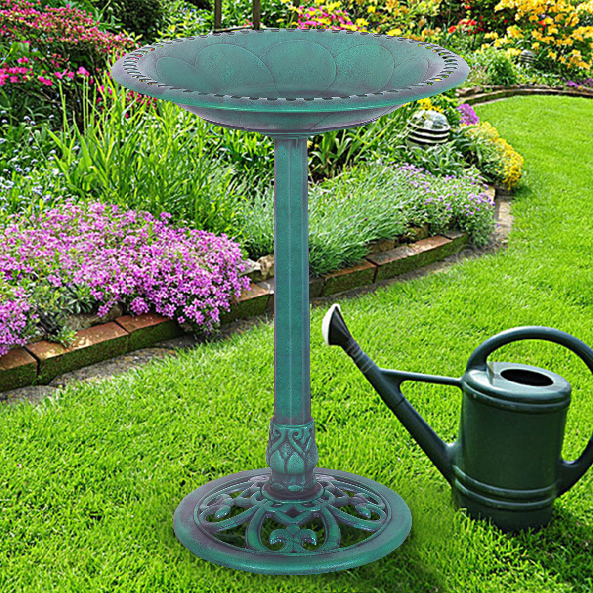 Outdoor Garden Green Pedestal Bird Bath Feeder, Green Chicken Coops at Gallery Canada