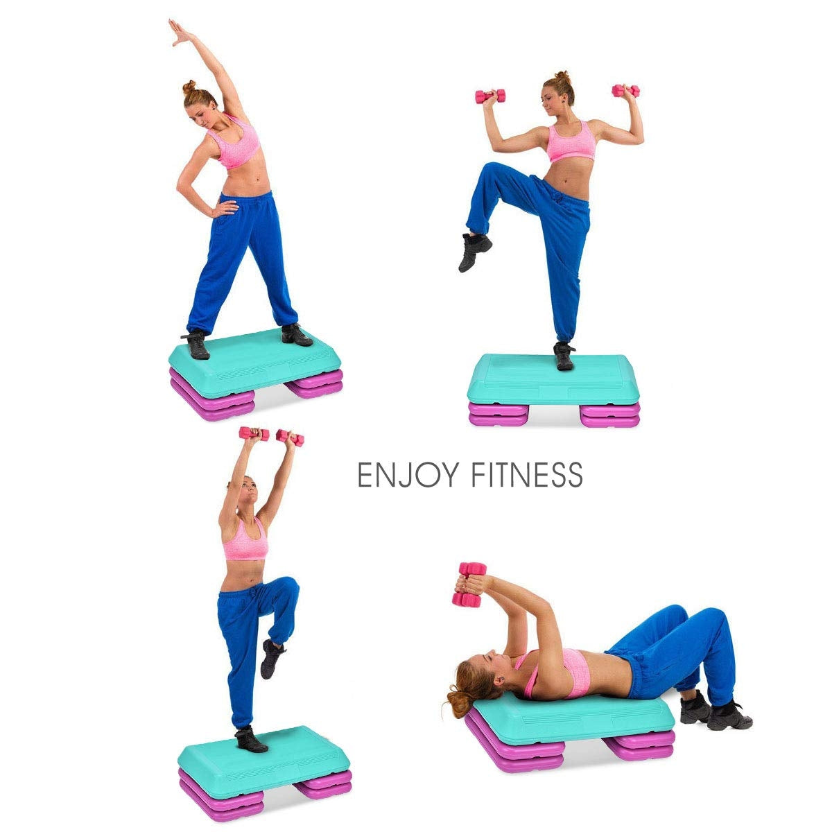 29 Inch Club Cardio Adjust Exercise Stepper, Turquoise Sport Equipments at Gallery Canada