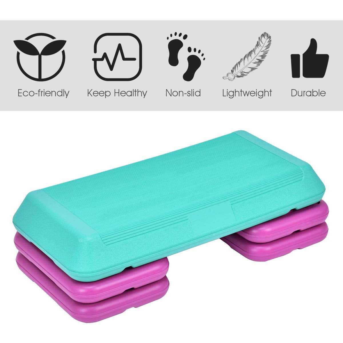 29 Inch Club Cardio Adjust Exercise Stepper, Turquoise Sport Equipments at Gallery Canada