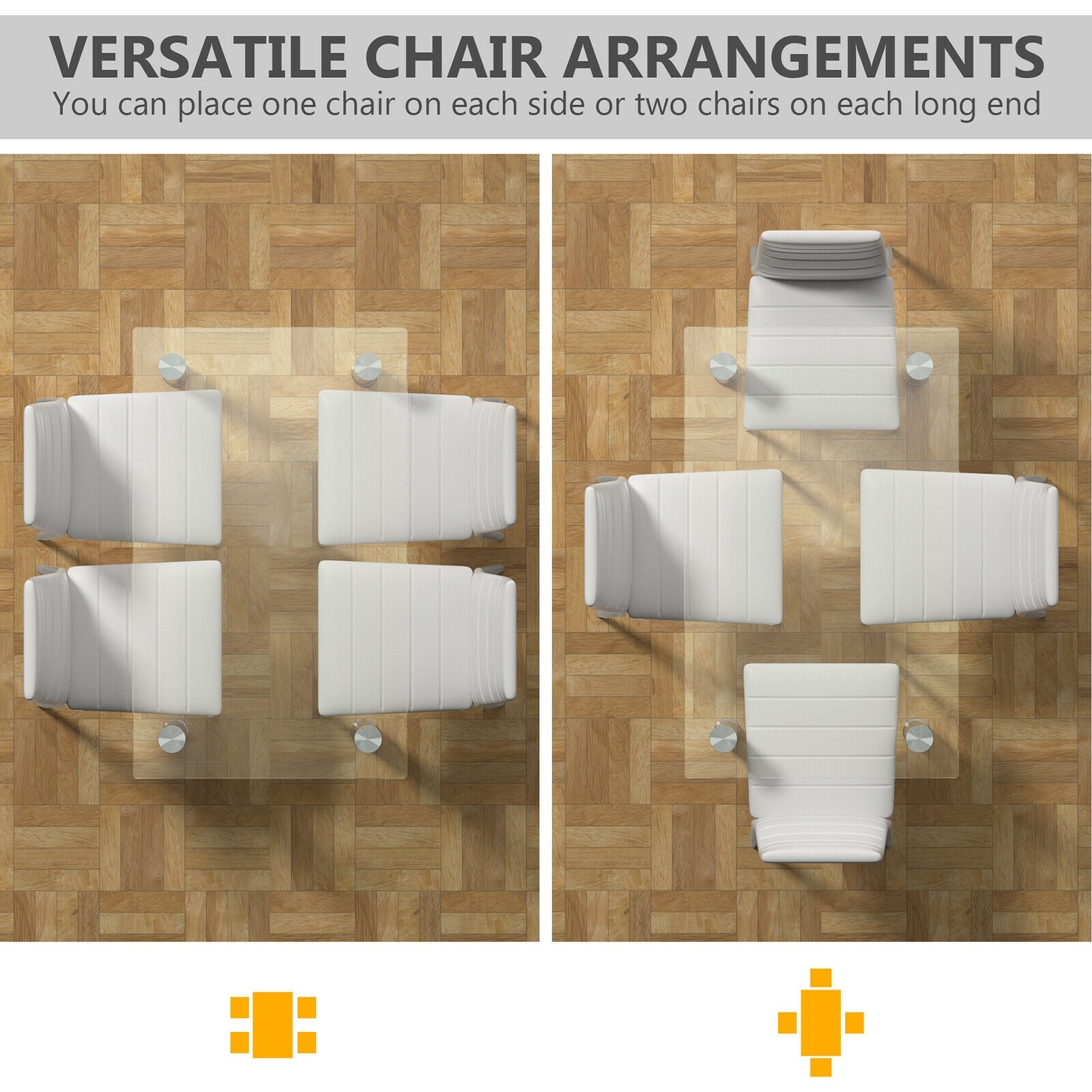 5 Pieces Dining Set with 4 PVC Leather Chairs, White Dining Room Sets at Gallery Canada