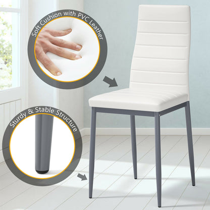 5 Pieces Dining Set with 4 PVC Leather Chairs, White Dining Room Sets at Gallery Canada