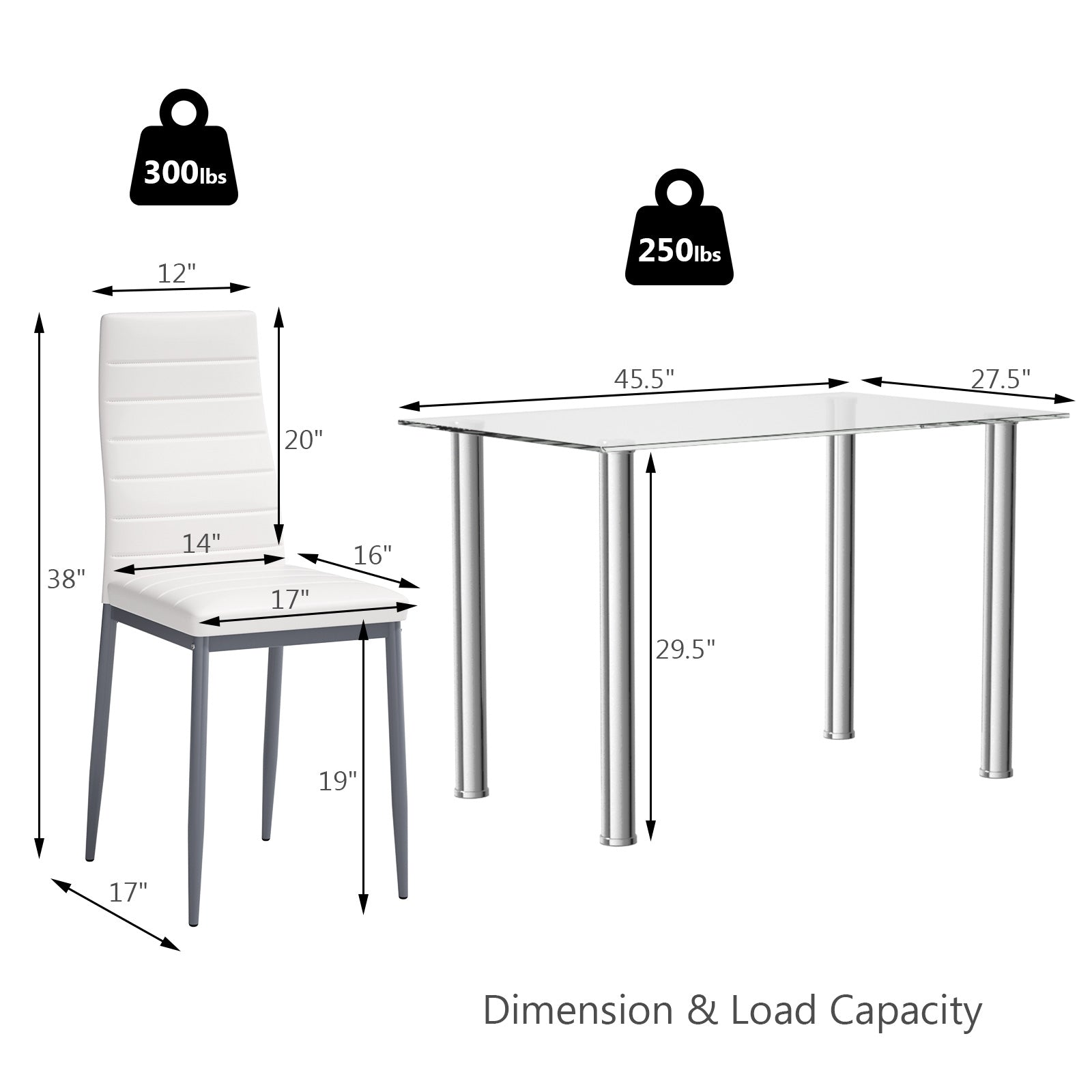 5 Pieces Dining Set with 4 PVC Leather Chairs, White Dining Room Sets at Gallery Canada