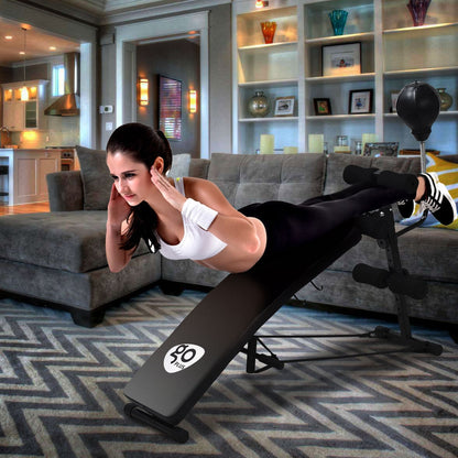 Adjustable Incline Curved Workout Fitness Sit Up Bench, Black Benches Racks & Bars at Gallery Canada