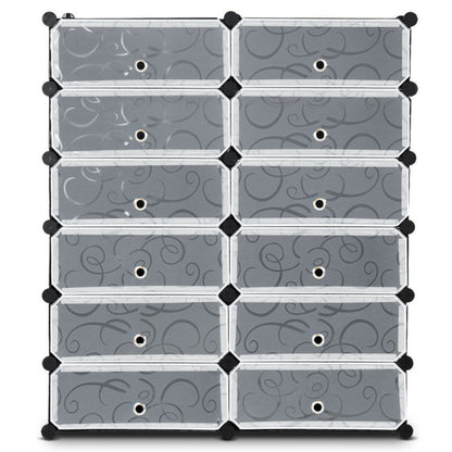 12-Cube Plastic Shoe Rack With Transparent Doors, Black Shoe Racks & Storage Benches Black at Gallery Canada