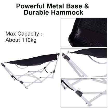Portable Folding Steel Frame Hammock with Bag, Black - Gallery Canada
