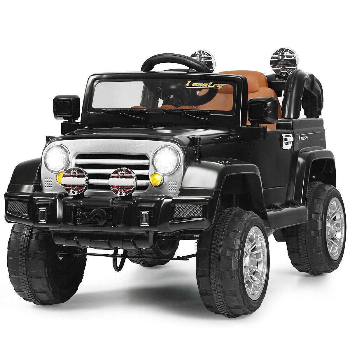 12V Kids Ride On Truck, MP3, LED Lights, Black Powered Ride On Toys Black at Gallery Canada