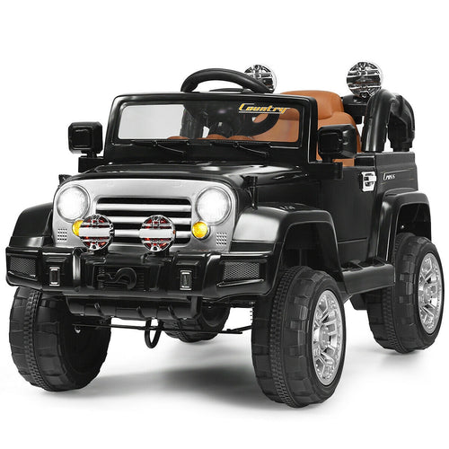 12V Kids Ride On Truck, MP3, LED Lights, Black