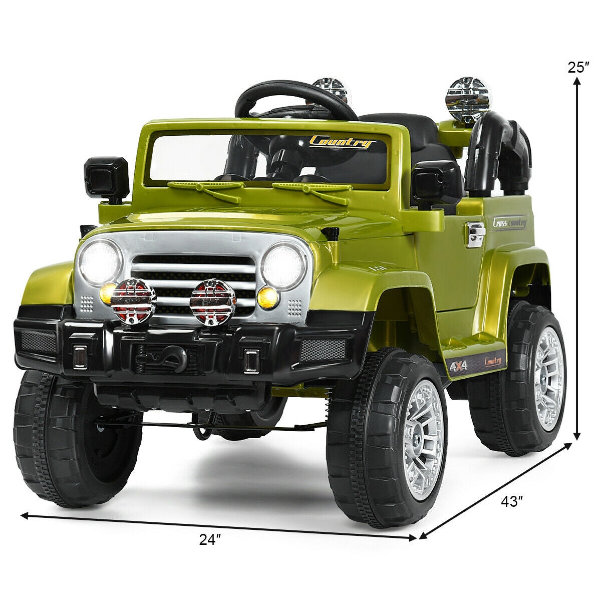 12 V Kids Ride on Truck with MP3 + LED Lights, Green Powered Ride On Toys at Gallery Canada
