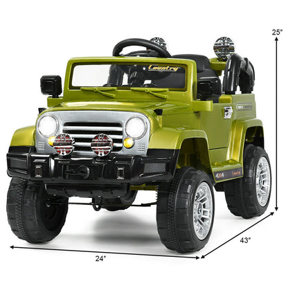 12 V Kids Ride on Truck with MP3 + LED Lights, Green Powered Ride On Toys at Gallery Canada