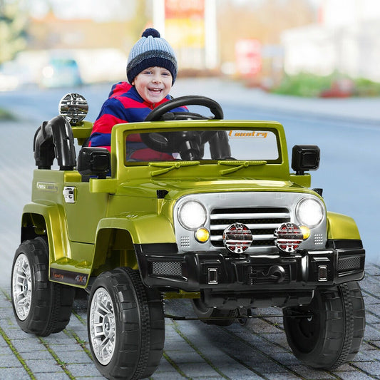 12 V Kids Ride on Truck with MP3 + LED Lights, Green - Gallery Canada