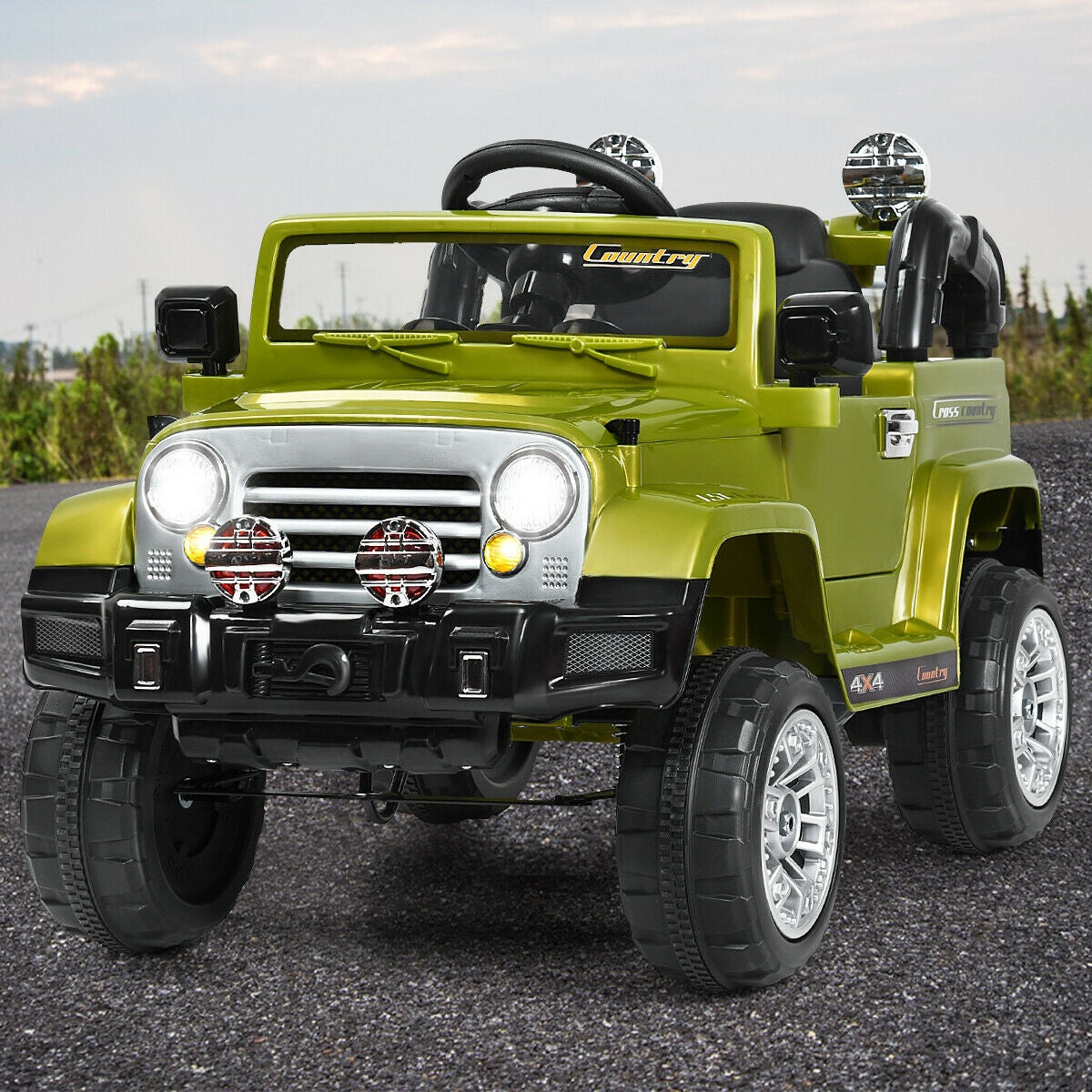 12 V Kids Ride on Truck with MP3 + LED Lights, Green Powered Ride On Toys at Gallery Canada