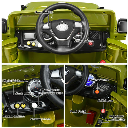 12 V Kids Ride on Truck with MP3 + LED Lights, Green Powered Ride On Toys at Gallery Canada