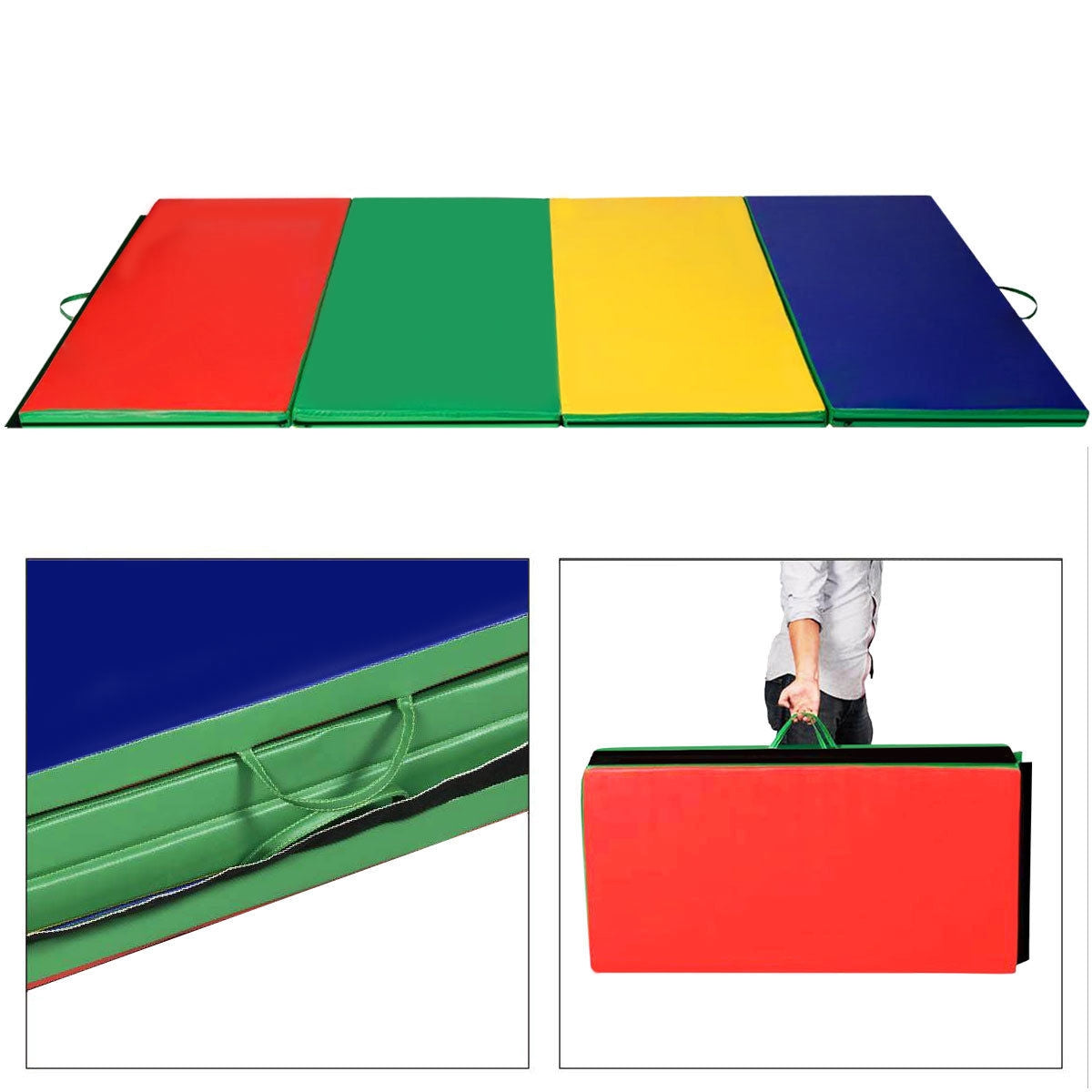 4 Feet x 10 Feet Thick Folding Panel Gymnastics Mat, Deep Multicolor Yoga & Gym Mats at Gallery Canada