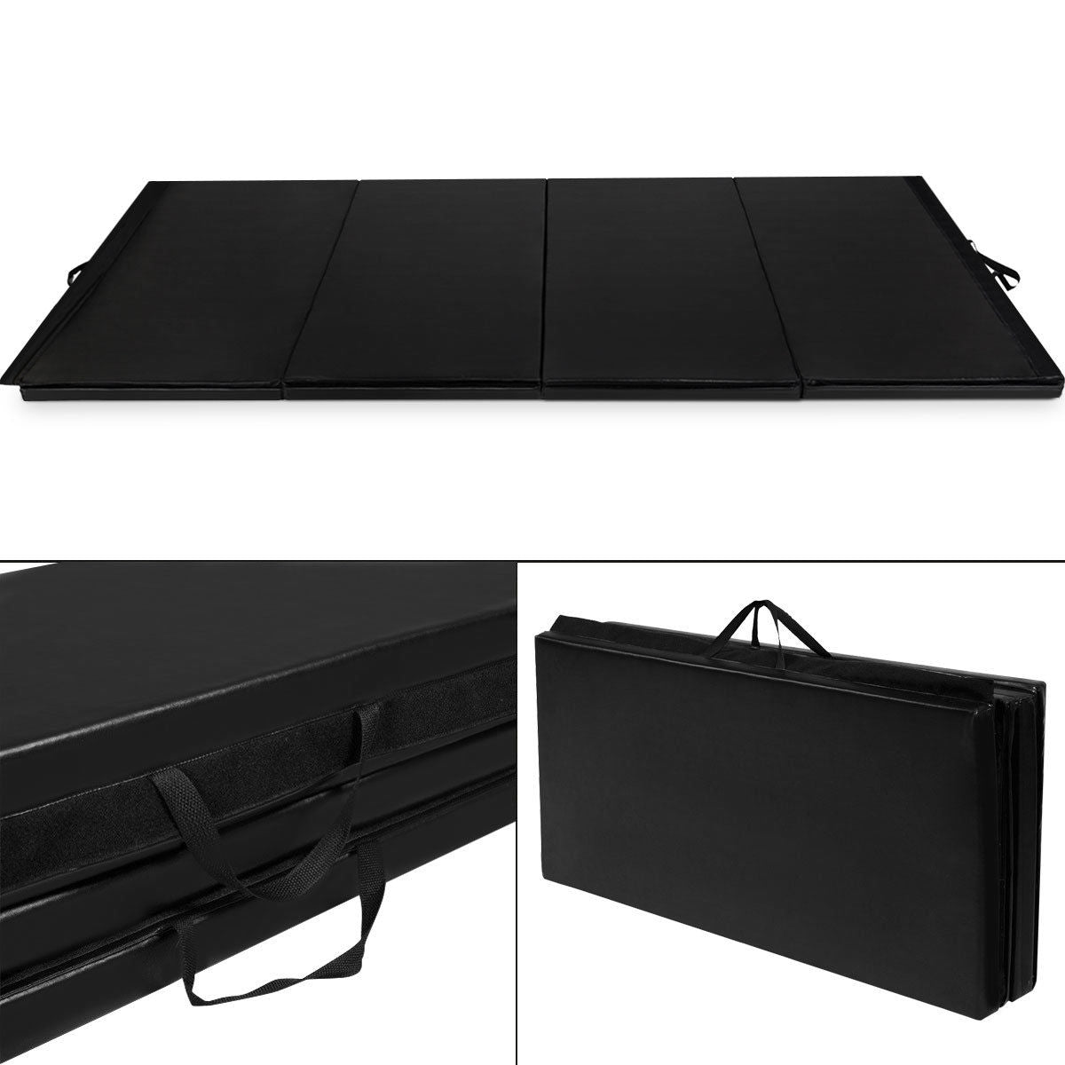 4 Feet x 10 Feet Thick Folding Panel Gymnastics Mat, Black Yoga & Gym Mats at Gallery Canada