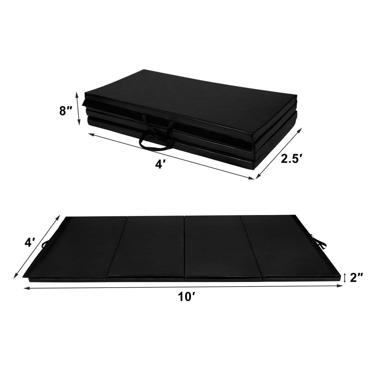 4 Feet x 10 Feet Thick Folding Panel Gymnastics Mat, Black Yoga & Gym Mats at Gallery Canada