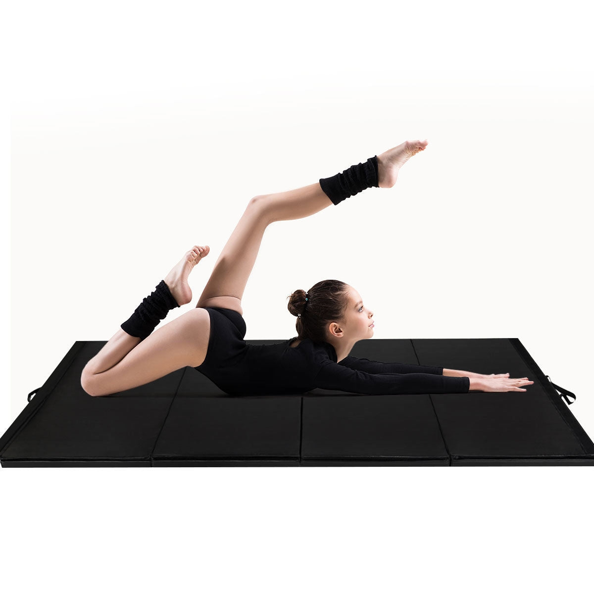 4 Feet x 10 Feet Thick Folding Panel Gymnastics Mat, Black Yoga & Gym Mats at Gallery Canada