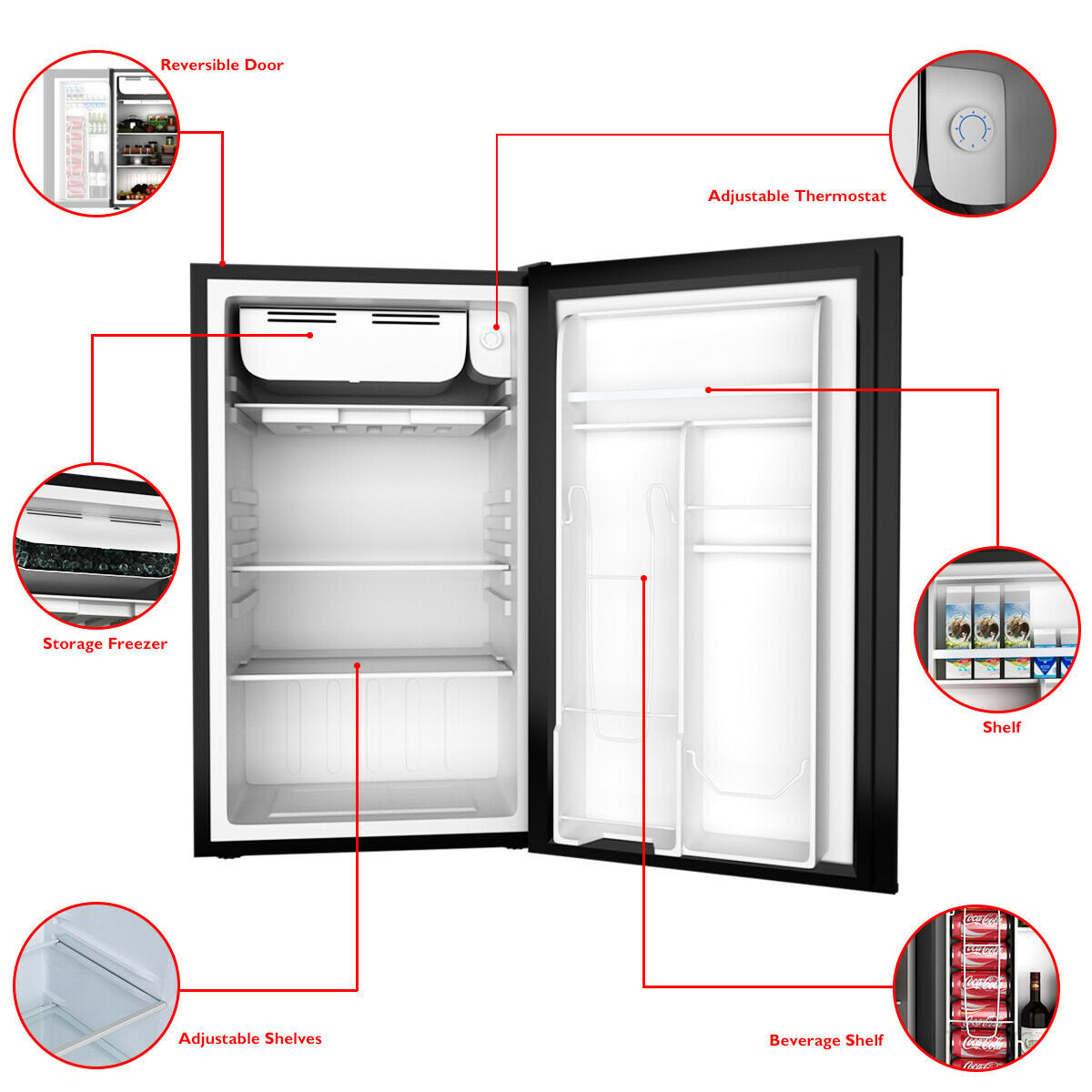 3.2 cu.ft. Mini Dorm Compact Refrigerator, Black - Gallery Canada