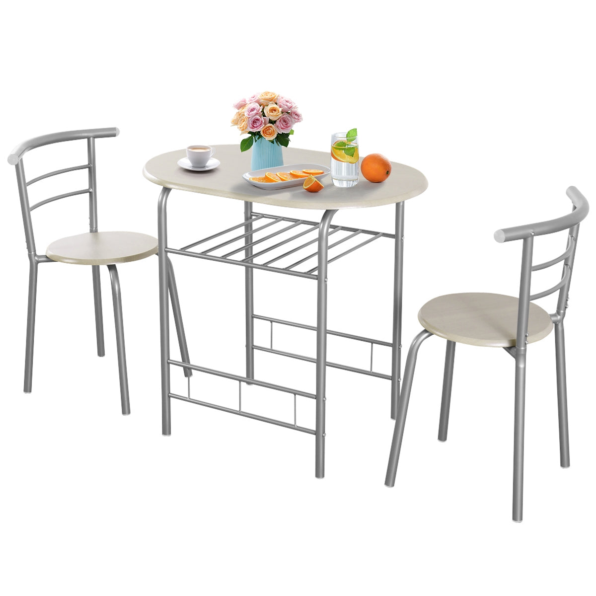 3-Piece Space-Saving Bistro Set for Kitchen and Apartment, Light Gray Dining Room Sets at Gallery Canada