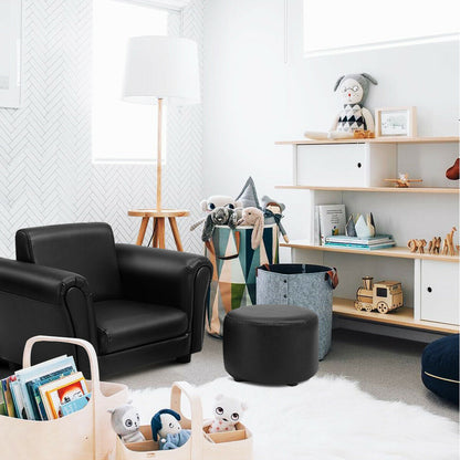 Black Kids Single Armrest Couch Sofa with Ottoman, Black Kids Chairs & Seating at Gallery Canada