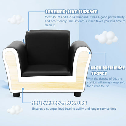 Black Kids Single Armrest Couch Sofa with Ottoman, Black Kids Chairs & Seating at Gallery Canada