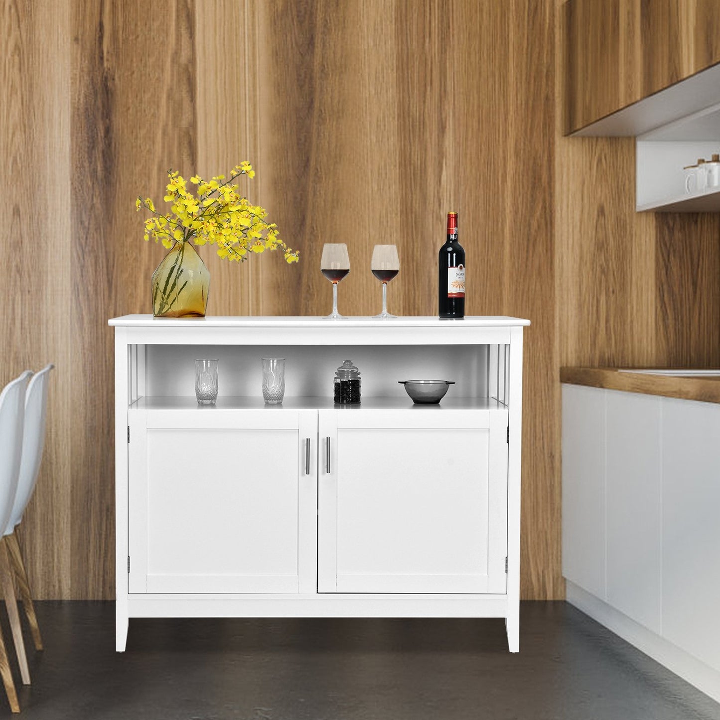 Modern Practical and Beautiful Wooden Kitchen Lockers with Large Storage Space, White - Gallery Canada