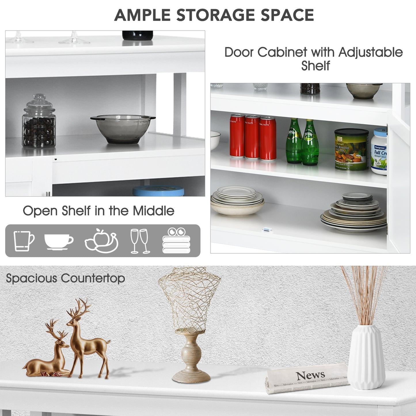 Modern Practical and Beautiful Wooden Kitchen Lockers with Large Storage Space, White Sideboards Cabinets & Buffets at Gallery Canada