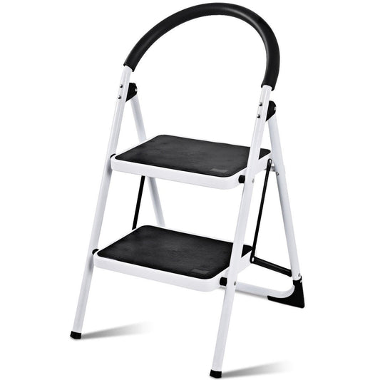 2.75 Feet Folding Step Stool with Iron Frame and Anti-Slip Pedals for 330lbs Capacity, Black