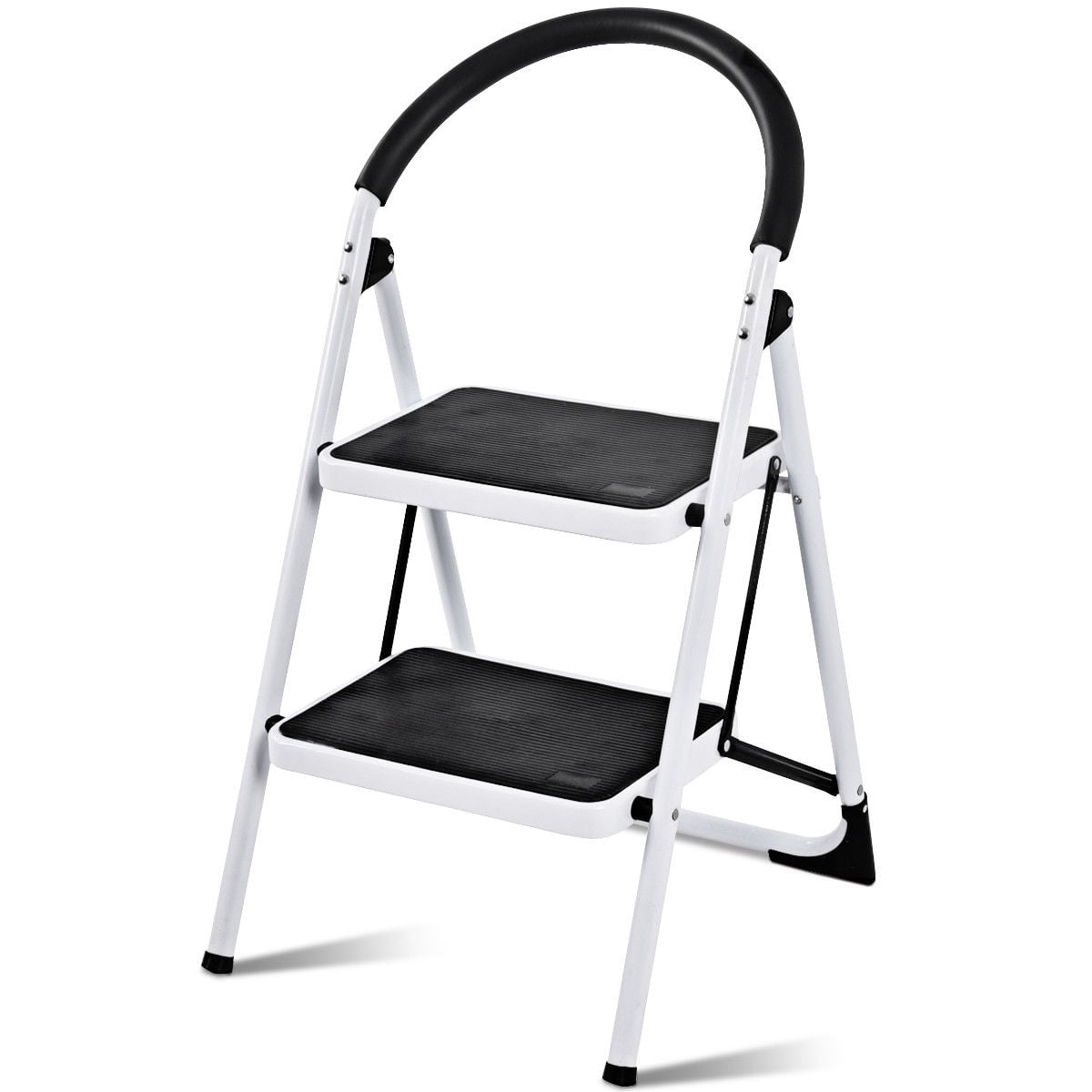 2.75 Feet Folding Step Stool, Iron Frame, Anti-Slip Pedals, 330lbs, Black