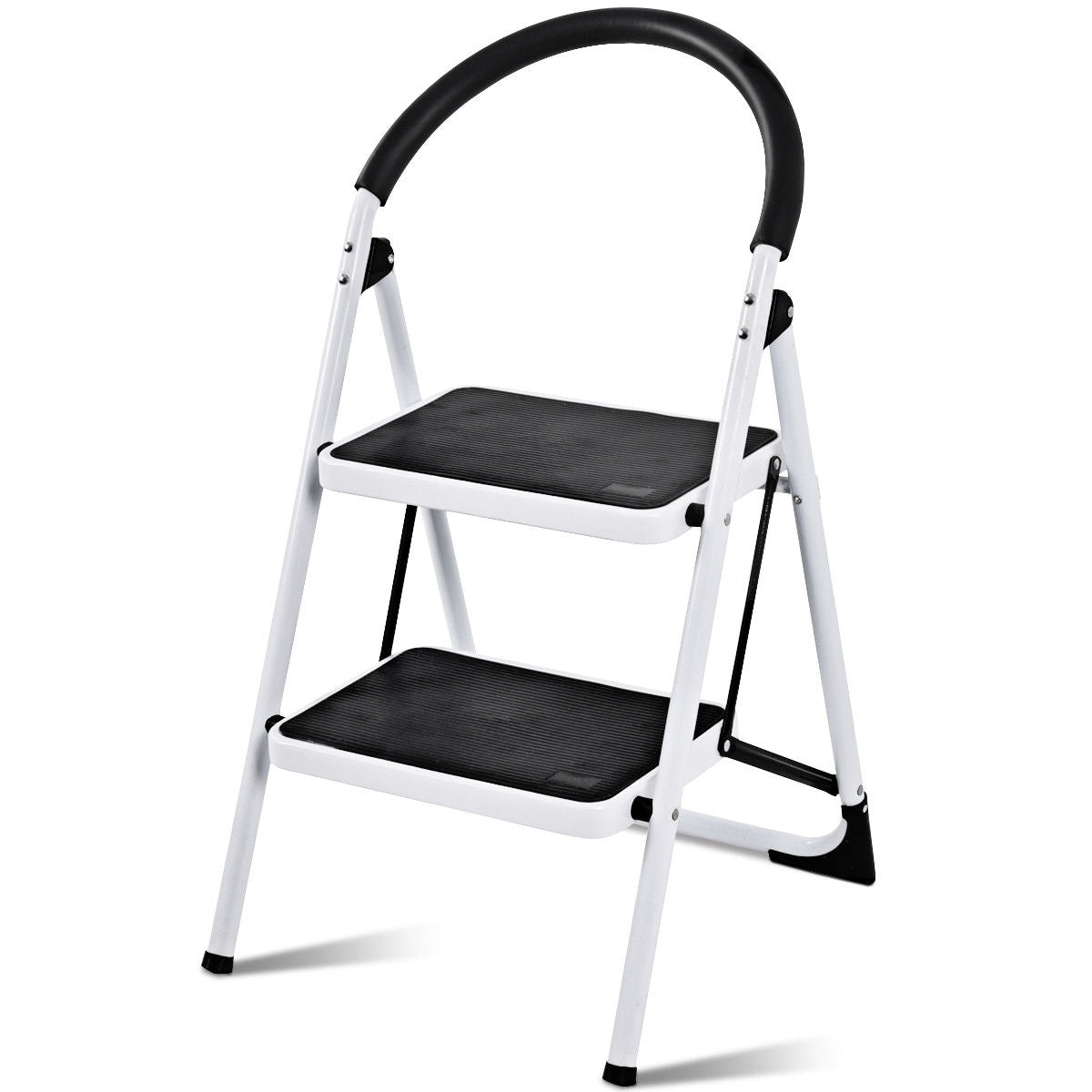 2.75 Feet Folding Step Stool with Iron Frame and Anti-Slip Pedals for 330lbs Capacity, Black Ladders at Gallery Canada