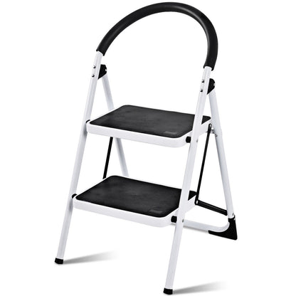 2.75 Feet Folding Step Stool with Iron Frame and Anti-Slip Pedals for 330lbs Capacity, Black Ladders at Gallery Canada
