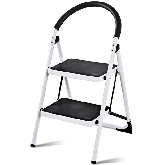 2.75 Feet Folding Step Stool, Iron Frame, Anti-Slip Pedals, 330lbs, Black Ladders Black at Gallery Canada