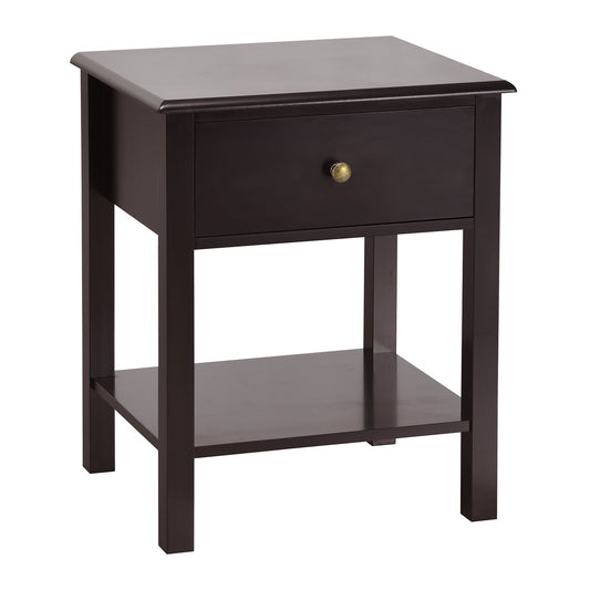 Nightstand End Table with Drawer and Shelf, Brown - Gallery Canada