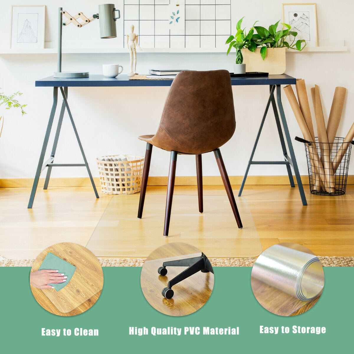 47 x 47 Inch PVC Chair Floor Mat, Transparent Rugs at Gallery Canada