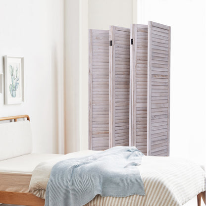 6 Panels Classic Venetian Wooden Slat Room Screen, White Room Dividers at Gallery Canada